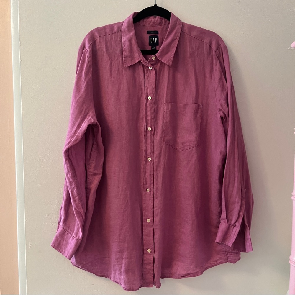 GAP Linen Purple Casual Button Down Shirt 🎀